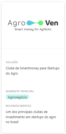 Agroven - Clube de smartmoney para startups do agro